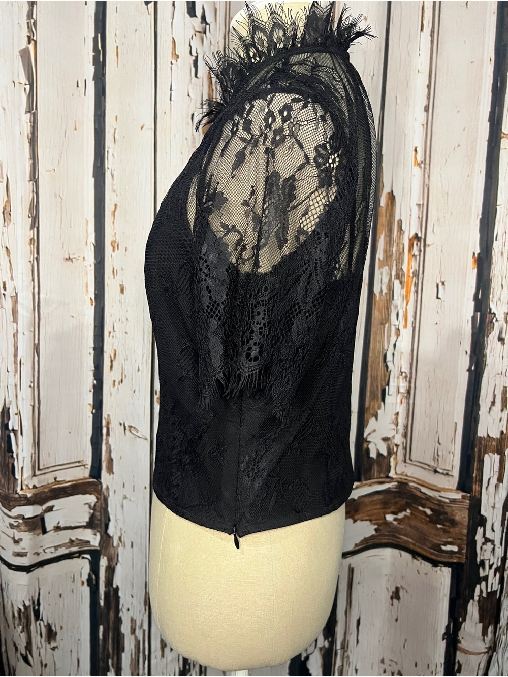 GOTHIC Black LACE High-Neck Women’s Top - Picture 4 of 9